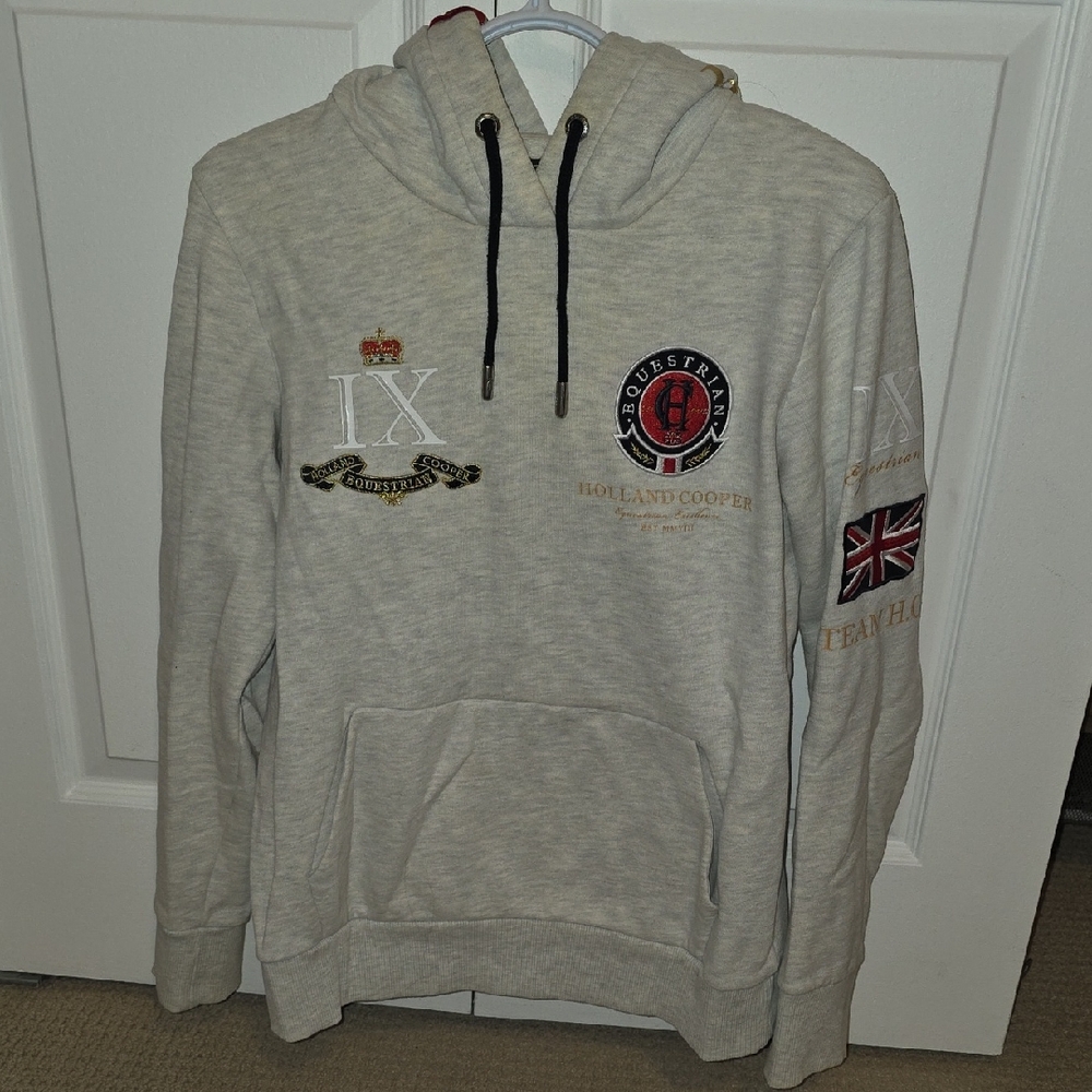 Women's Holland Cooper Light Gray Embroidered Hoodie